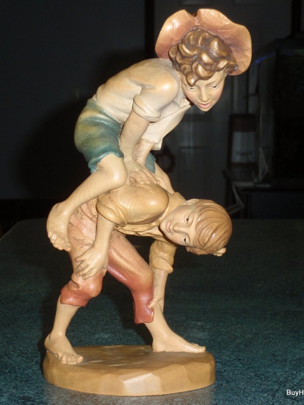 "Leap Frog" ANRI Hand Carved Wood Signed By ULRICH BERNARDI 9" tall - RARE Gift!